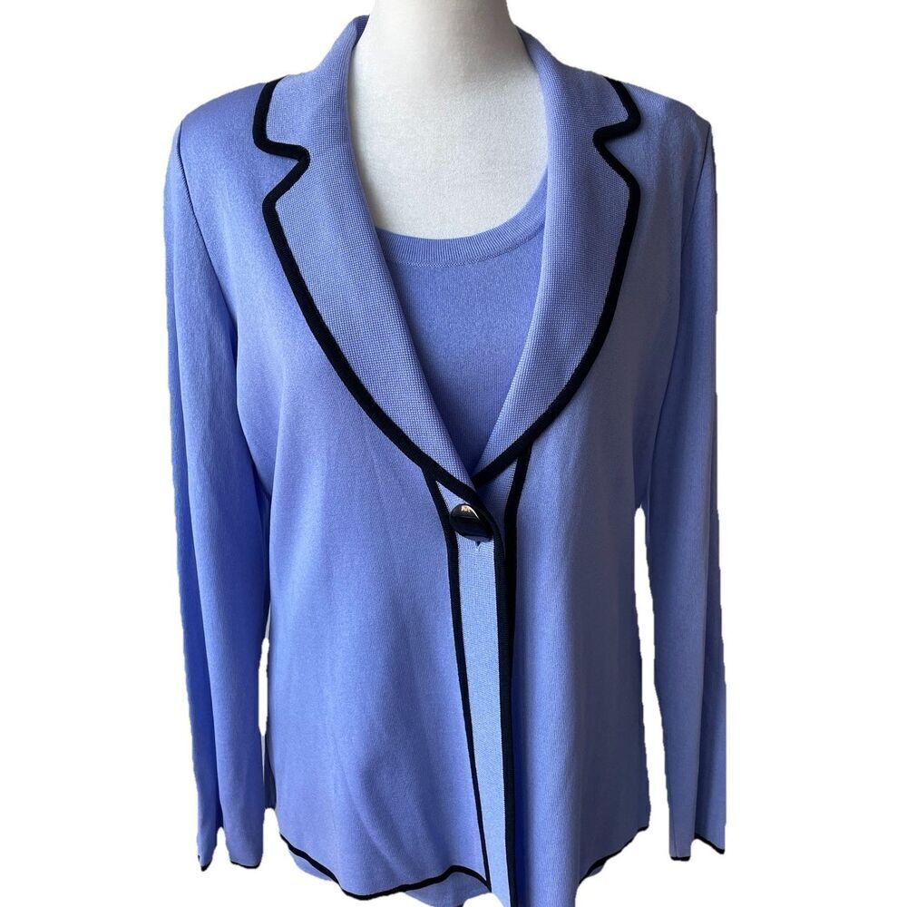 Exclusively Misook One Button Blazer and Matching Sleeveless Shell Purple XS